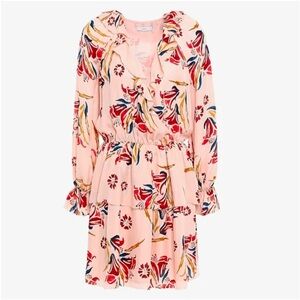 NWT Joie Nour Blush Floral Print Silk Dress in Pink Sky Sz M Valentines Date